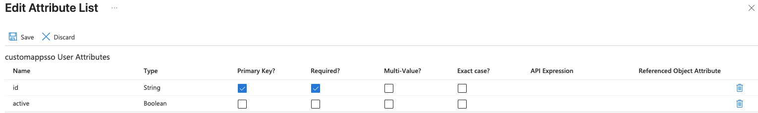 Editing the attribute list in Entra ID