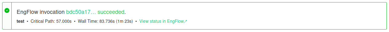 A Buildkite build annotation posted by EngFlow indicating the status of the build
